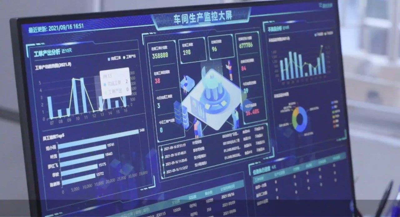 捷畅玻璃:黑湖小工单车间生产监控看板大屏生产进度等数据一目了然
